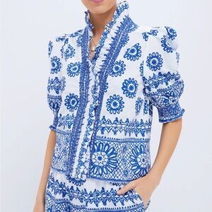 Love the Label Zuri Top Dagmar White and Blue NEVER WORN NEW WITH TAGS!
